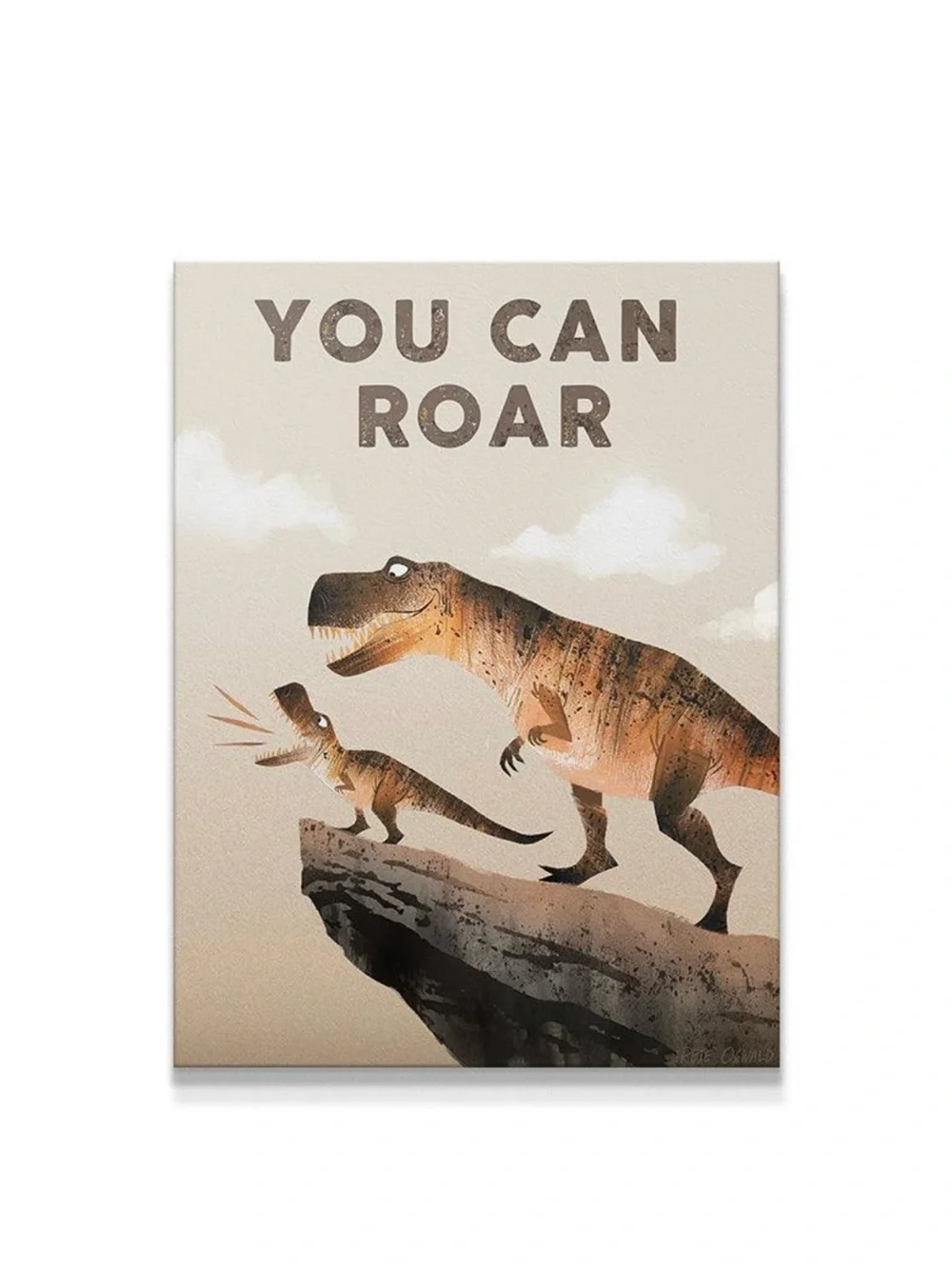 You Can Roar Dino Canvas Wall Art - Brown